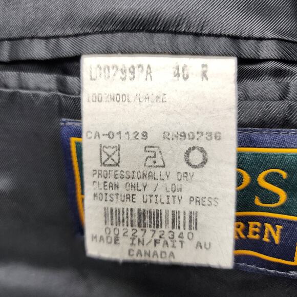 Vintage Chaps Ralph Lauren 100% WOOL Pinstripe Suit Jacket Blazer Men's Size 40R - Picture 5 of 10